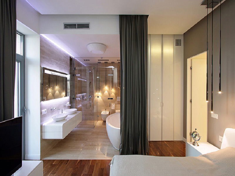 Lưu ý gì khi thiết kế nội thất phòng tắm trong phòng ngủ?